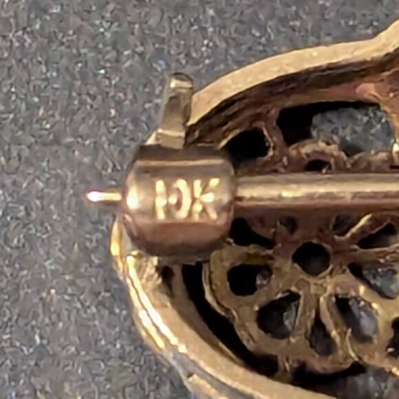 Edwardian Style 10K White Gold & Diamond Filigree Bar Pin/Brooch 2" - Picture 9 of 11